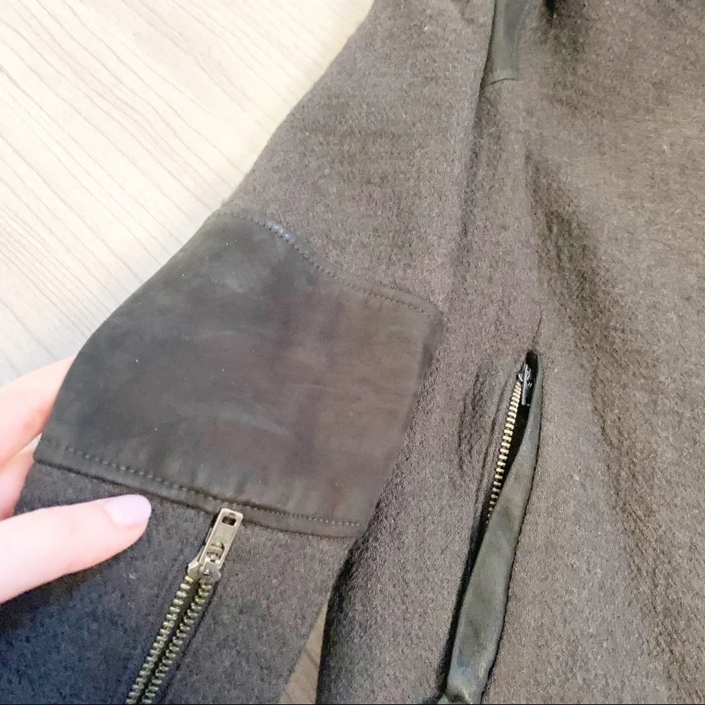 Helmut Lang Suede-Accented Wool Jacket - Grey, Size 4